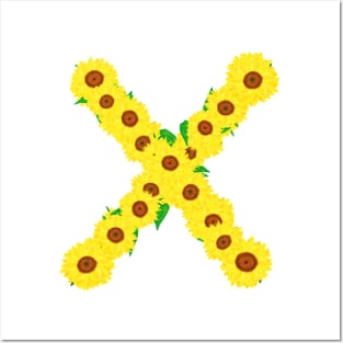 Sunflowers Initial Letter X (White Background) Posters and Art